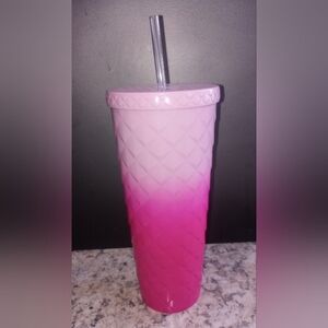 Mainstays 26 oz texture tumbler ombre pink